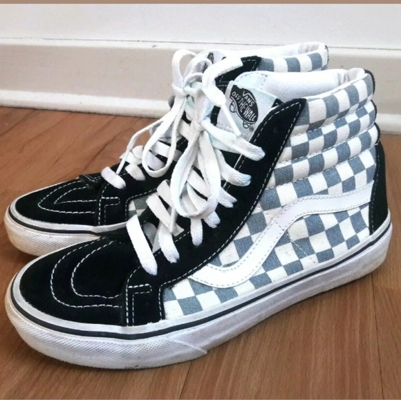 black checkered high top vans